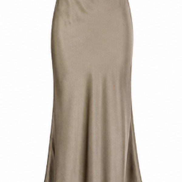 Beige Satin Midi Skirt
