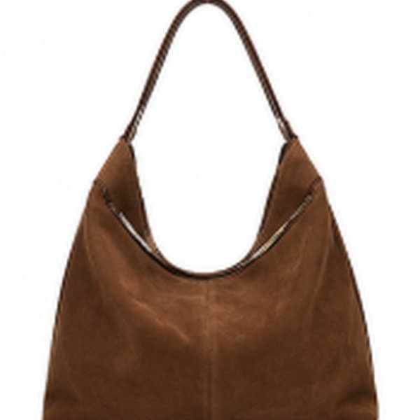 Brown suede hobo handbag